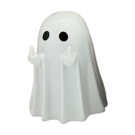 Langefinger Spøkelsesfigur Resin Spøkelsesfigur som gir fingeren Spøkelsesstatue for Skrivebord Skap Hjem Halloween Dekor