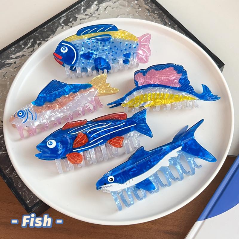 Cute Cartoon Marine Animal Gripper Simulated Fish Hairpin Shark Hair Claw Fashionable Ins Style Hair Clip Hair Accessory