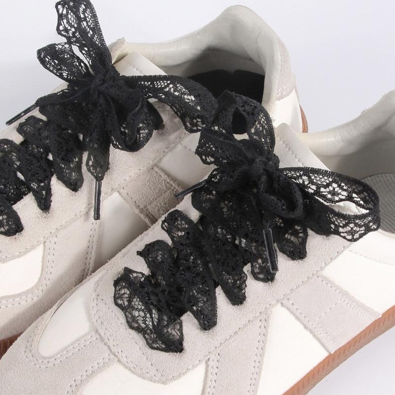 1 Pereche Șireturi Elegante din Dantelă pentru Femei și Fete Pantofi Casual Adidași Șireturi Plate Late de 3CM Înlocuire