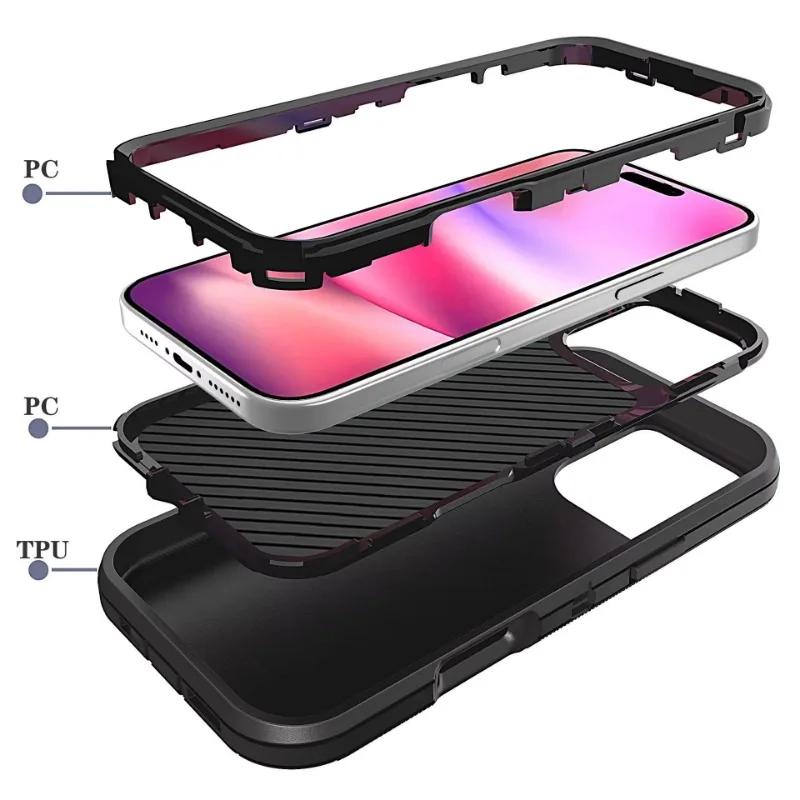 3IN1 Defender Militär-Panzerhülle für IPhone 17 Pro Max Air 16E 15 14 Plus 13 12 11 Ott Box Stoßfest Sturzsichere Abdeckung Gürtelclip