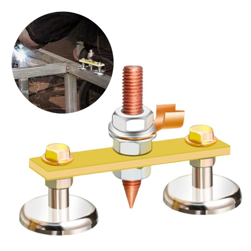 Magnetic Double Head Welding Support Clamp Fixture for Maintenance Welding Ground Clamp Holder Ground Wire Clamp Fixture