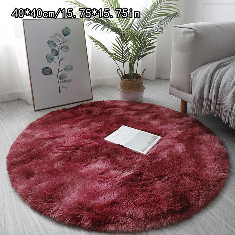 Luxury Round Soft Faux Sheepskin Fur Area Rugs Washable Wool Bedside Carpet