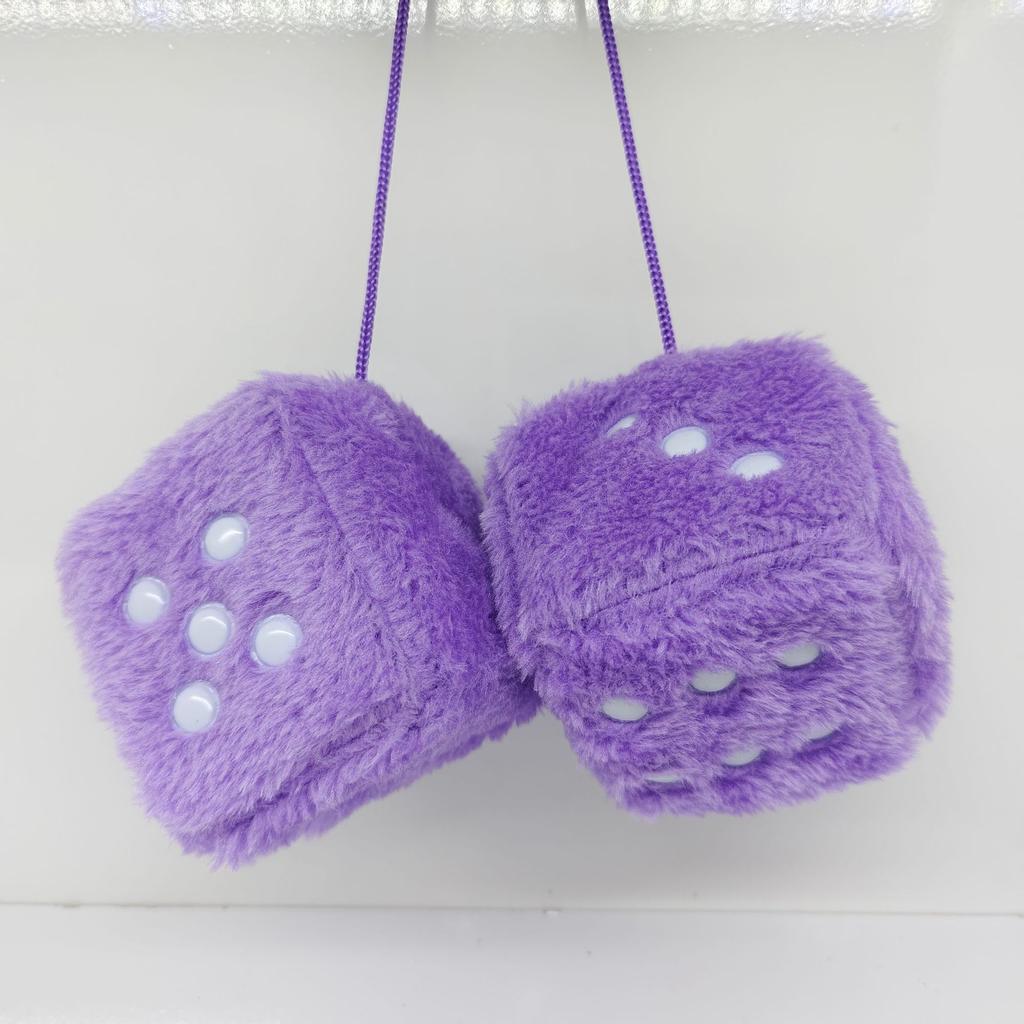Long Hair Hot Stamping Dot Dice Plush Toy Cube Pendant Car Ornament Sieve Anime Car Decoration Accessories