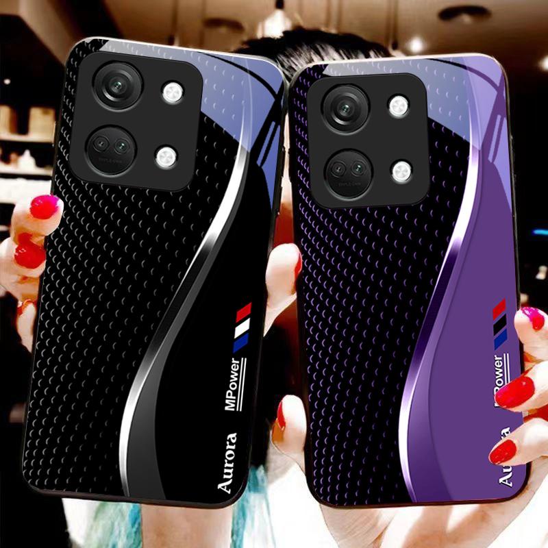 Kreative Kurve Für OnePlus Nord 3 5 6T 7 Pro 8 12 10T Reno8 Lite 5G 10R Nord N30 Hartschalen-Schutzhülle aus gehärtetem Glas Schwarz