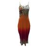 Women's Leopard Print Gradient Maxi Dress Sleeveless V Neck Casual Long Dress With Pockets