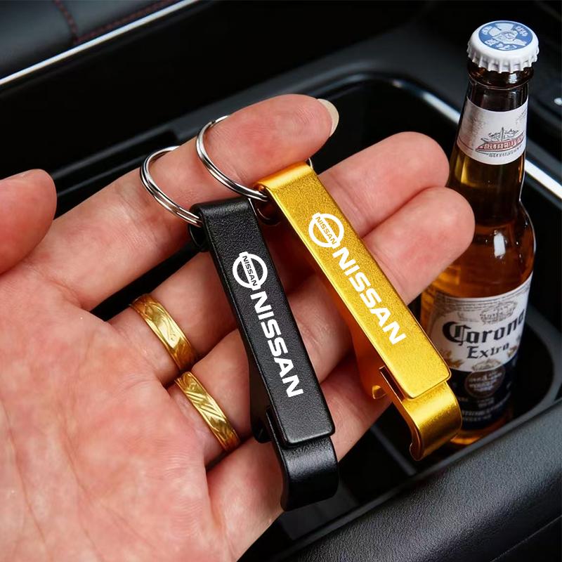 CBKSJY1 2-in-1 Car Keychain Portable Beer Bottle Opener Party Gift For Nissan Sylphy N7 Qashqai J11 Teana Note Navara Juke Tiida X-trail