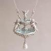 2027 Vintage Wishing‑Fountain Angel‑Embossed Pendant Necklace Ladies Artificial‑Pearl Women Retro Clavicle Chain Neck Jewelry