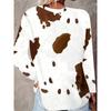 Women's T shirt Long Sleeve Graphic Animal Cow Vintage Stylish Casual Long Sleeve Crew Neck Regular Tops