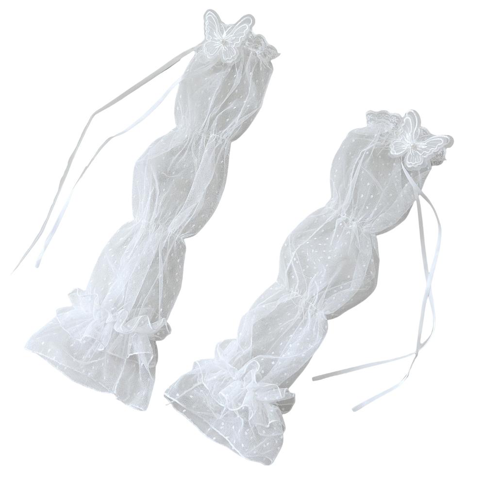 Mesh Arm Sleeves Elastic Cuffs Wedding Gloves Long Sheer Arm Covers Fingerless Bridesmaids Gloves For Formal and Casual