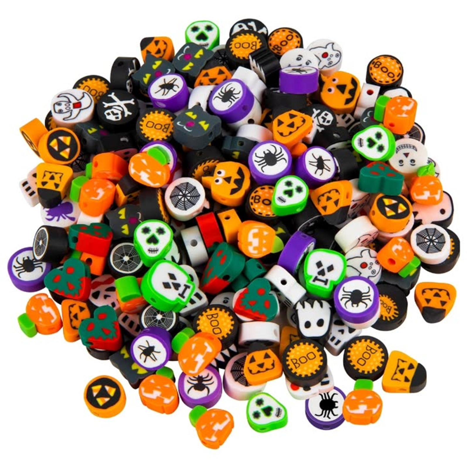 

Хэллоуин Бусины 100 шт. Жуткие Дизайны Тыква Паук Бусины для Женщин Изготовление Ювелирных Изделий DIY Браслет Ожерелье one size