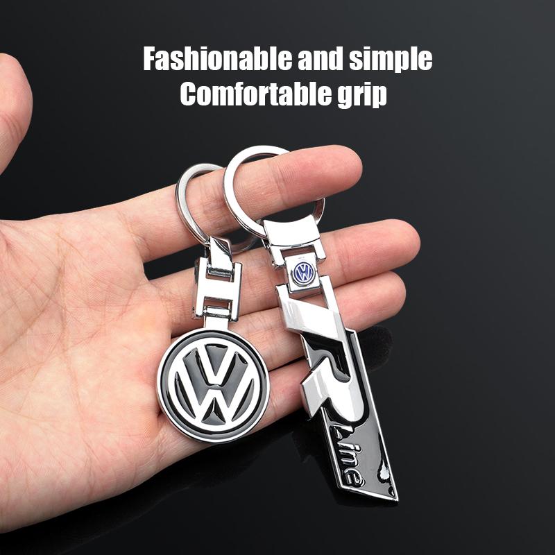 Valve Stems Caps 3D Metal/Leather Car Logo Key Chain Keyring Auto Interiors Accessorie For Volkswagen VW Rline Passat Polo Arteo LB0