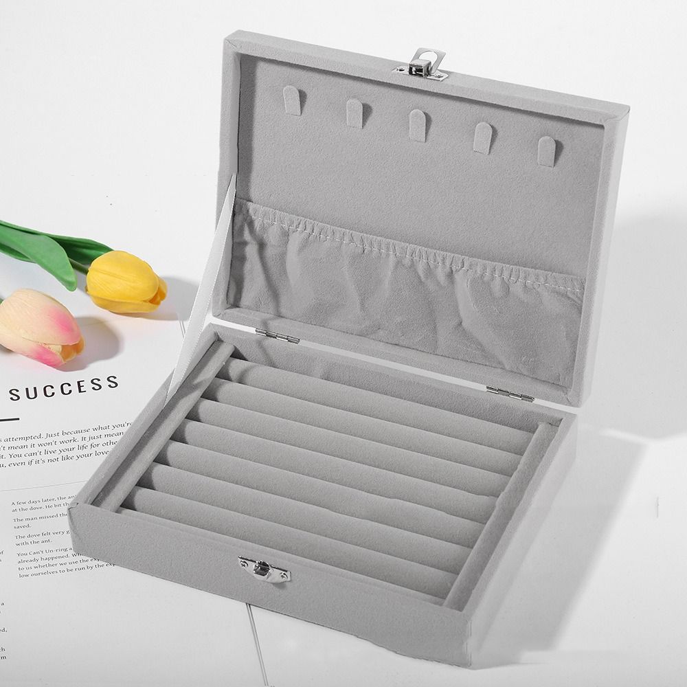 Lockable Portable Necklace Organizer Divided Travel Jewelry Case Double-layer Jewelry Box  Gifts