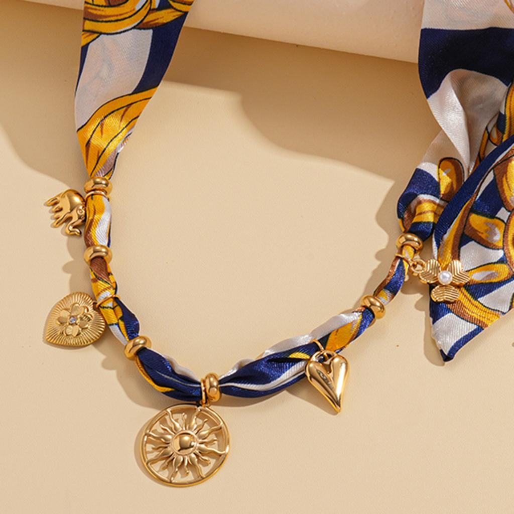 Acciaio inossidabile stampa tessuto cavo sole amore clavicola catena stile etnico autunno e inverno nicchia collana