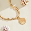 Shell pendant, collarbone chain, femininity, versatile design, thin chain, conch metal necklace.
