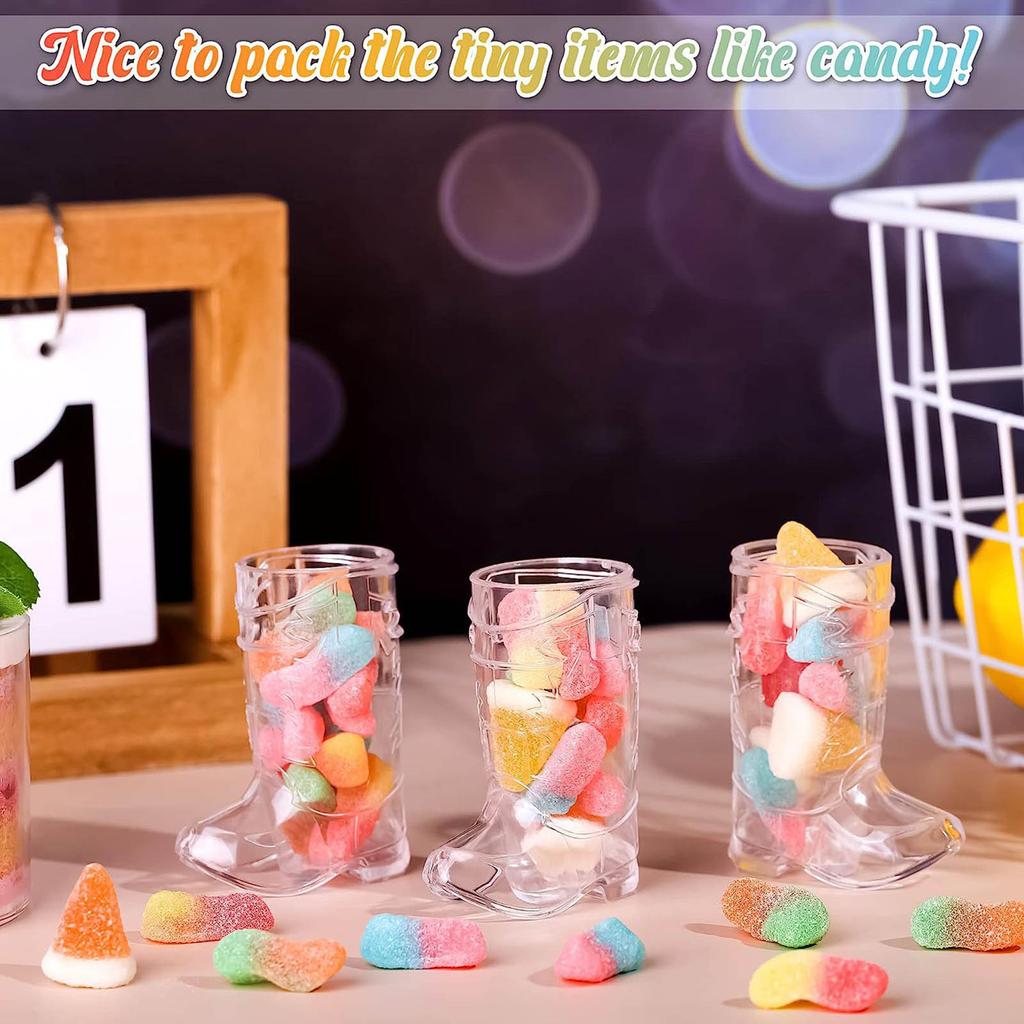 Confezione da 20 Mini Stivali Bicchiere da Shot in Plastica Trasparente Decorazione a Tema Cowboy Stivale da Cowboy Bicchiere di Plastica Divertenti Articoli per Feste