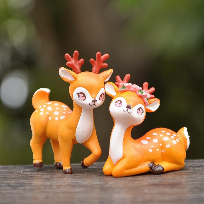 Wild Animal Little Sika Deer Model Ornaments Small Fawn Fairy Garden Miniature Accessories Decor Action Figure Figurine Toy