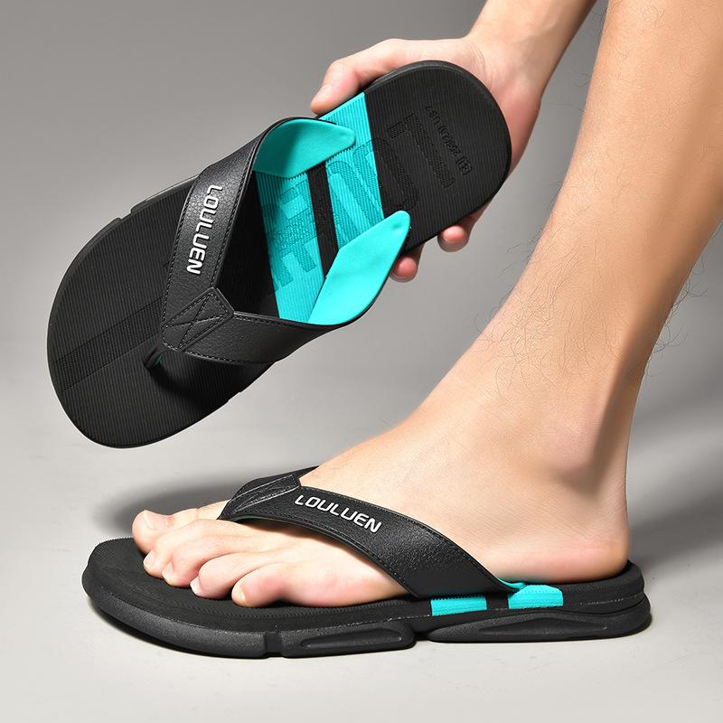 

Summer non-slip flip-flops men s personalized beach slippers men s soft bottom pinch feet outside wearing cool slippers 45 чорний колір сірий