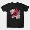 Men Black Print T-shirt Cardinal Lovebirds No-Cut Transfer Paper Print Cotton Tshirt