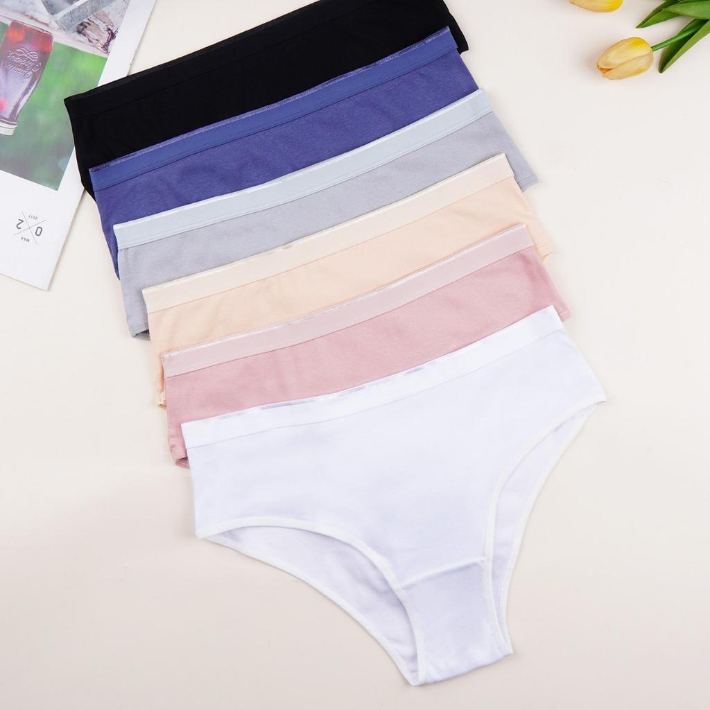 Women's New Summer Cotton Anti-bacterial High Elastic Half Package Hip Mid-waist Triangle Briefs