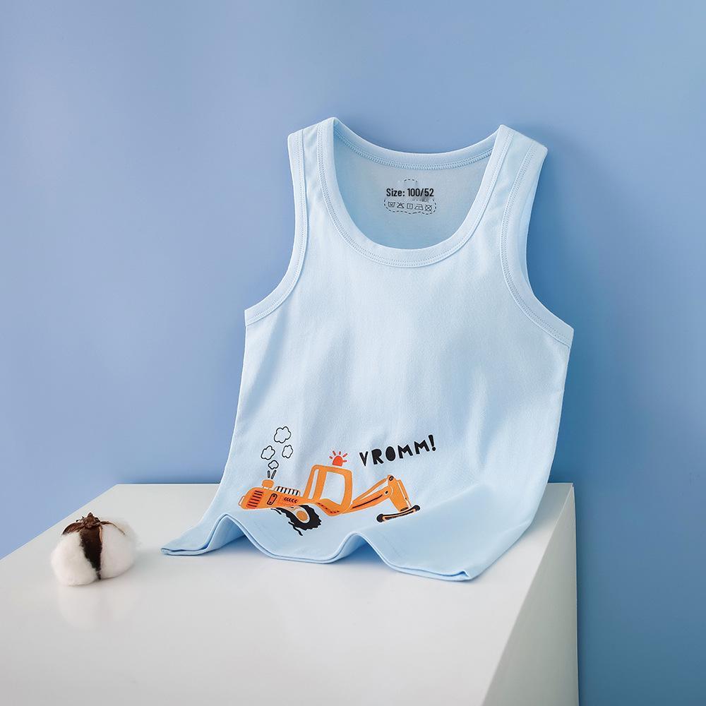 Summer Kids' Cotton Spaghetti Strap Vest - Colorful Base Layer for Boys and Girls