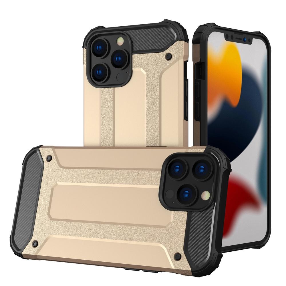 IPhone 13 Pro Hybridní pouzdro Armor - Zlatý dvouvrstvý ochranný kryt