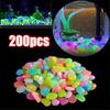 200Pcs Glow In the Dark Garden Pebbles For Sidewalk Garden Terrace Lawn Garden Patio Fish Tank Aquarium Decoration Glow Stone