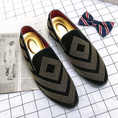 Černé kamínkové pánské společenské boty Sametové křišťálové luxusní mokasíny Pánské mokasíny Kancelářská obuv pro podnikatele Zapatillas Hombre