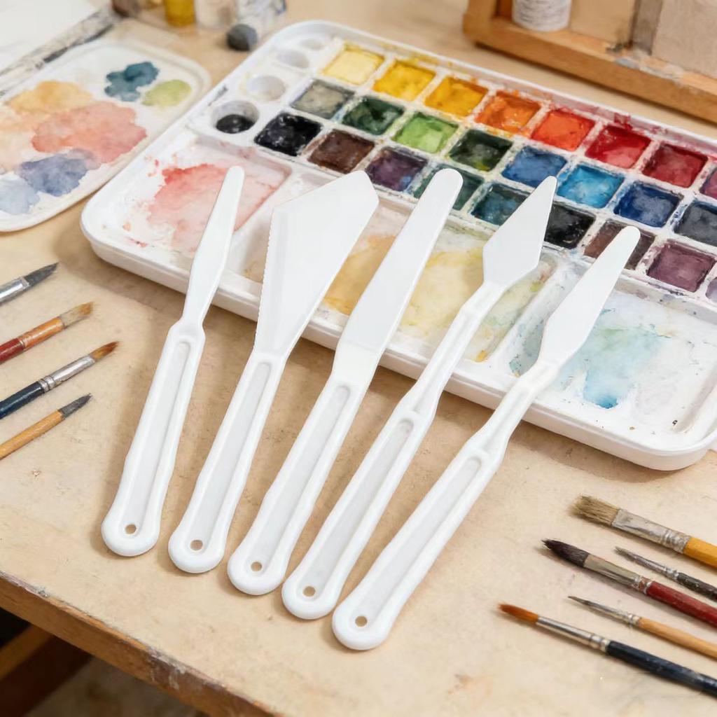 5PCS Art Scraper Tools Plastic for Oil Painting Acrylic Gouache Mixing Scraping Painting Accessories Lightweight Design