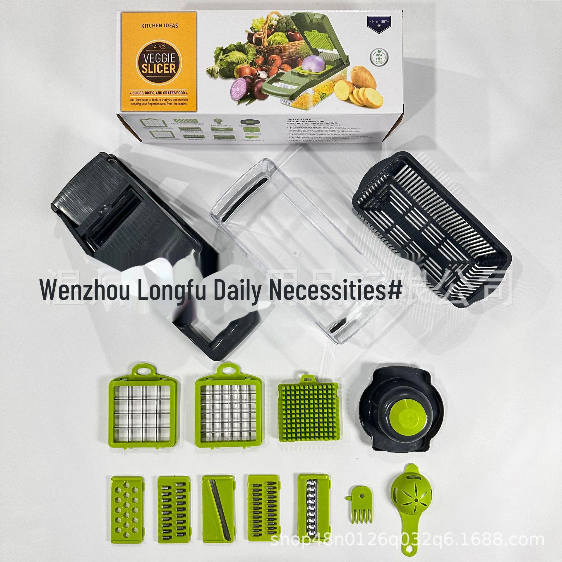 

Многофункциональная овощерезка и картофелерезка/измельчитель/терка для кухни 14-piece set, 3 knives (spoon-shaped)