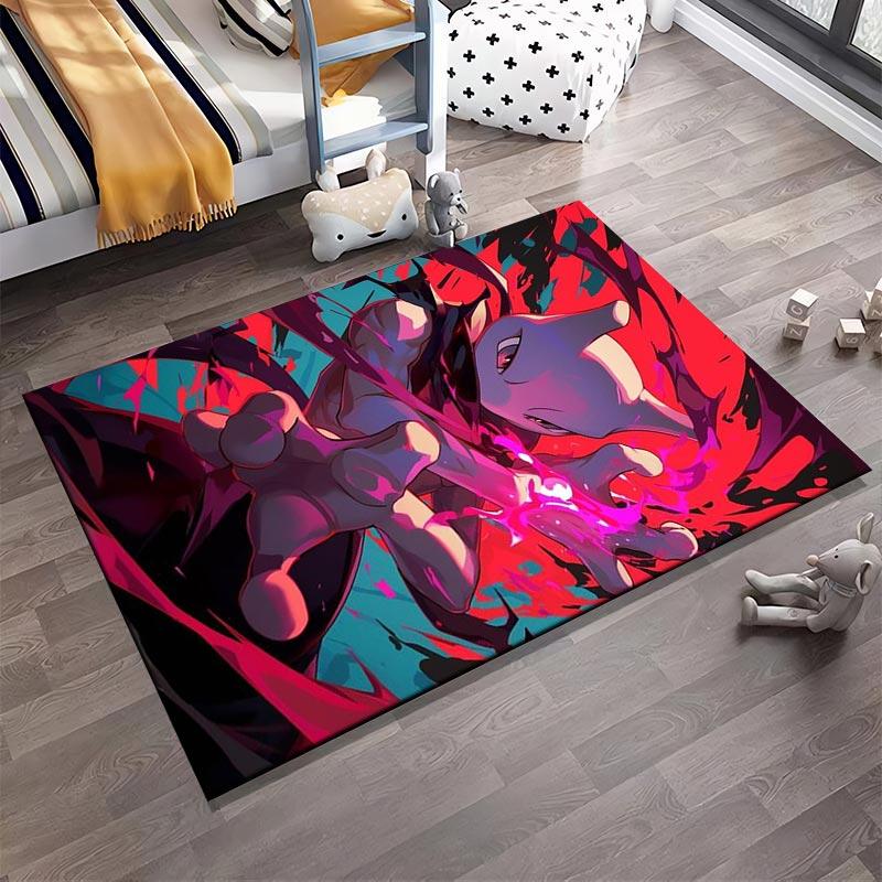 "Modern Anime Style Carpet with Red and Blue Abstract Design" Suitable for use as an anti-slip for living room bedroom sofas