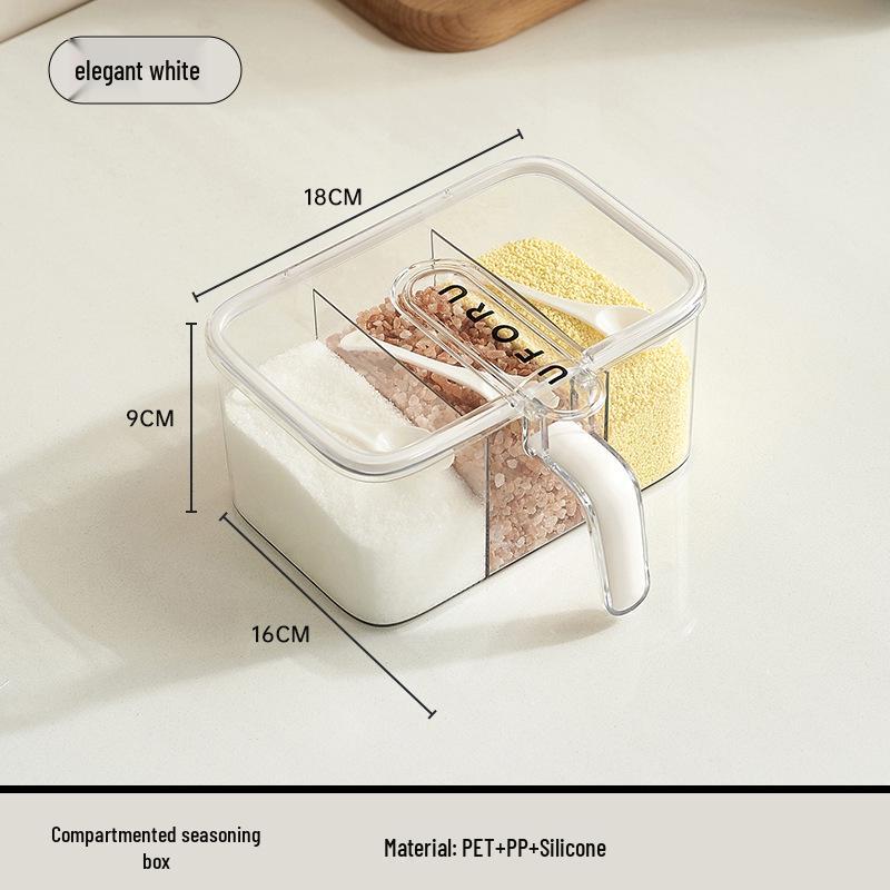 High-End Küchengewürzbox: 4-in-1 Integrierte Gewürzgläser für Salz, Zucker und MSG