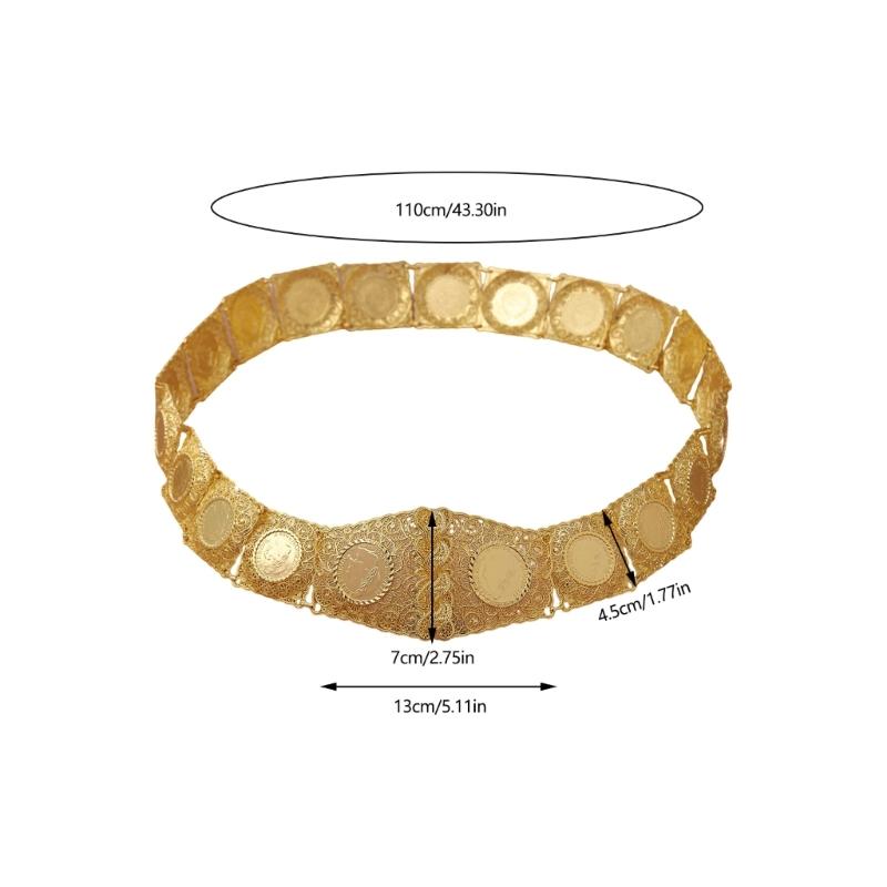 Blingbling Waist Belt Stylish Carved Floral Waist Chain Belt Elaborate Chain Belly Chain for Wedding Waist Chain