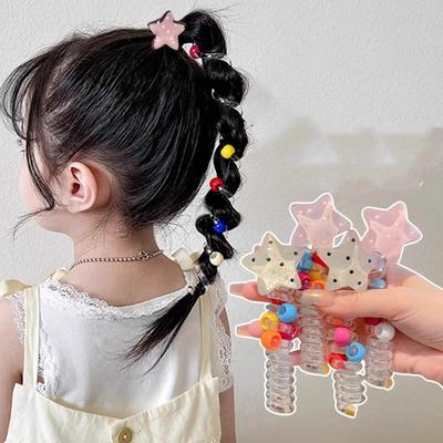 New Sequin Flower Elastic Hair Rope Cute Girls Telephone Wire Line Elasticity Glitter Star Hair Band For Kids Hair Accessories