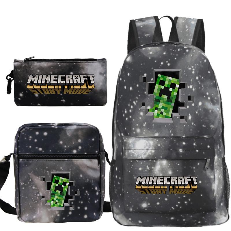 Game Merchandise Print Fashion Children'S Backpack Student Schoolbag Stationery Bag Messenger Bag Three-Piece Set
