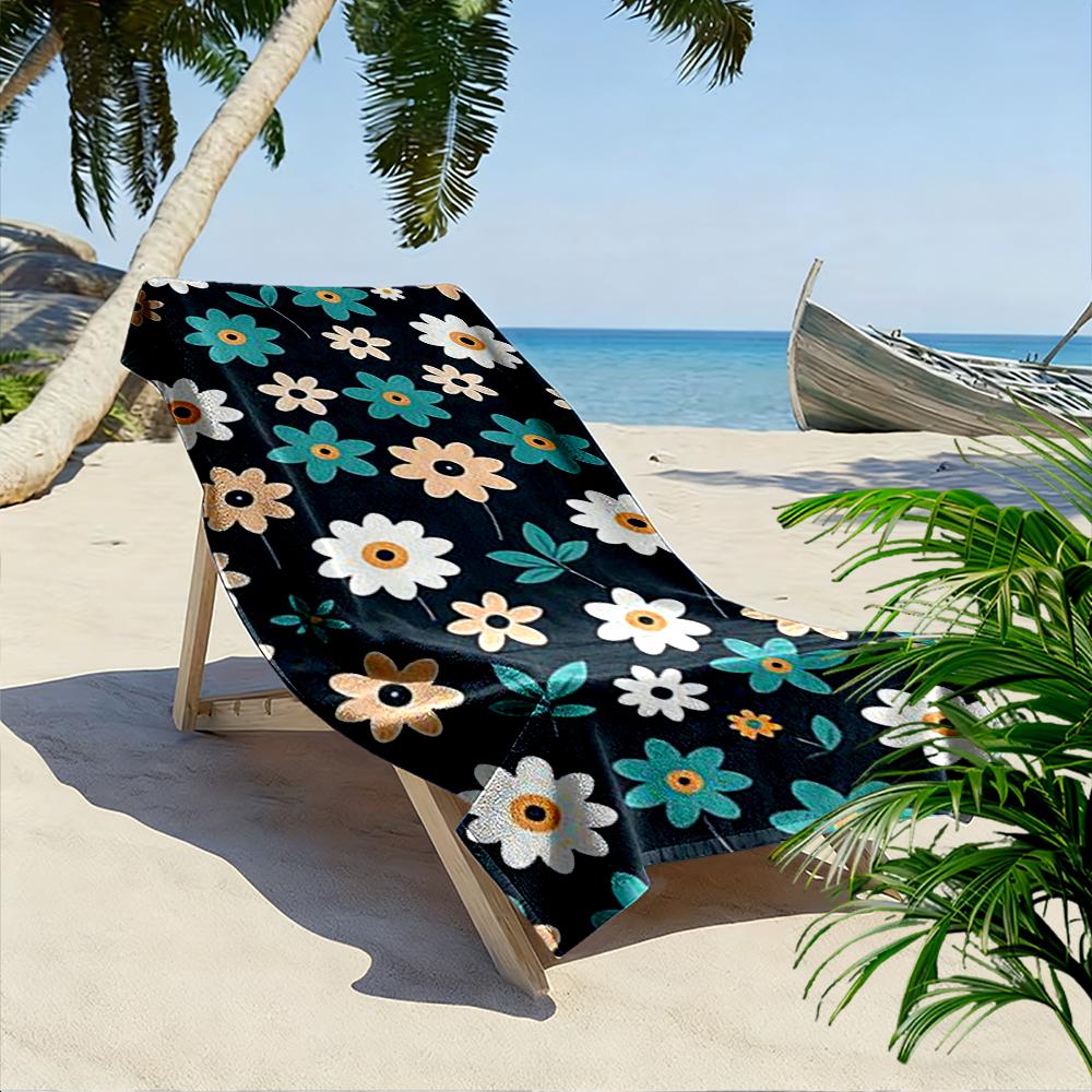 Floral Pattern with Daisies Design Beach towel quick-drying for travel outdoor sports jogging beach and swimming