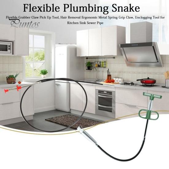Sink Drain Cleaner Flexible Grabber Claw Pick Up Tool, Hair Removal Ergonomic Metal Spring Kitchen Unblocker Grip Claw, Unclogging Tool for Sewer Pipe