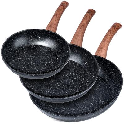 Black&Wood Granite Frying Pan Set 20 / 24 / 28 Cm 3 Pcs.