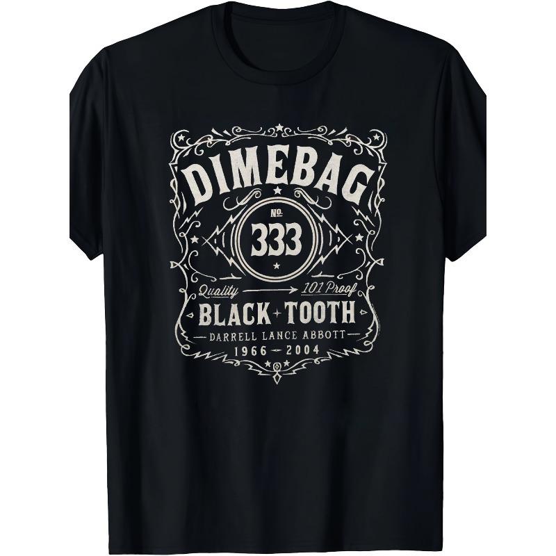 

European sizes Men s Black Vintage Rock T-Shirt - Durable Crew Neck Short Sleeve Shirt with DIMEBAG & Black Tooth Design 4XL чорний