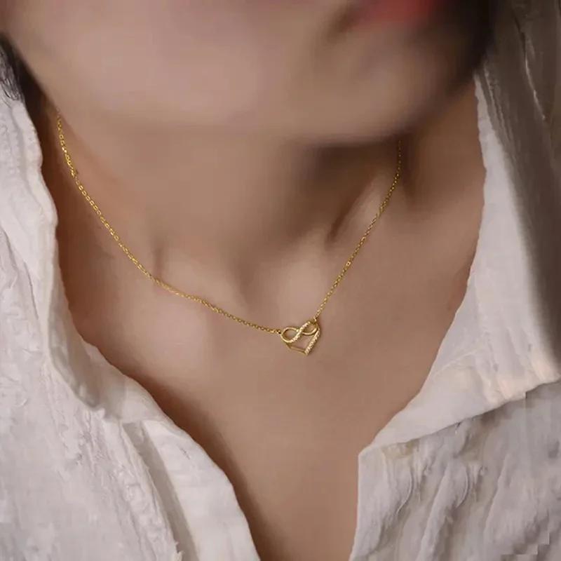 Huitan Color/Gold Color Classic Simple Design Heart Pendant Necklaces for Women Wedding Party Anniversary Accessories