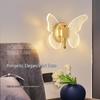 Luxury Nordic Butterfly LED Wall Sconce: Modern Minimalist Design for Bedroom or TV Room with Tricolor Lighting