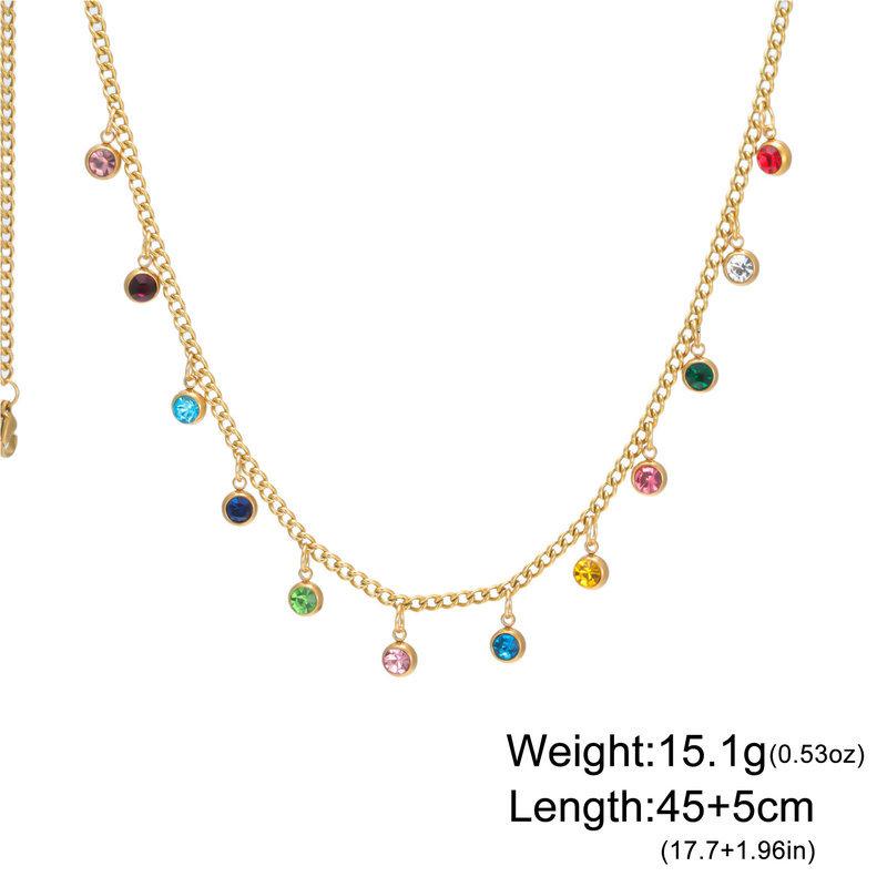 12 Stone Colorful Diamond Dopamine Clavicle Chain Niche Design Versatile Fashionable Colored Necklace For Women Gift