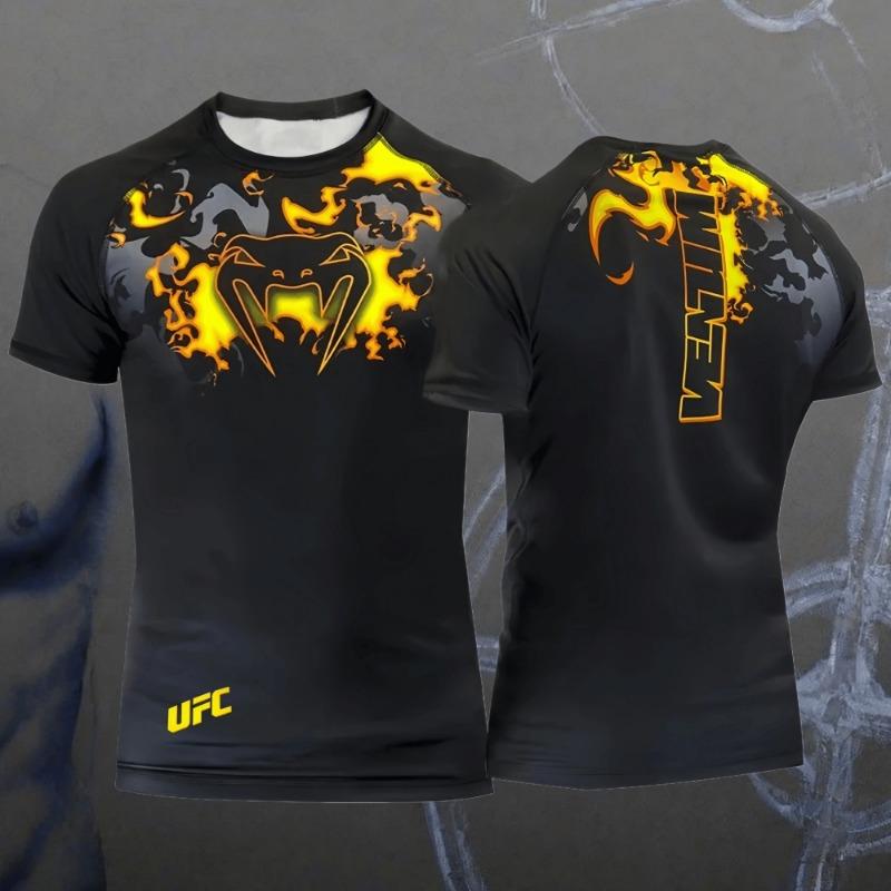 Sommer Heißverkauf UFC Boxen Kampfwettbewerb Herren T-Shirt Mode Schnelltrocknend Lässig Atmungsaktiv Rundhals Kurzarm Oberteile