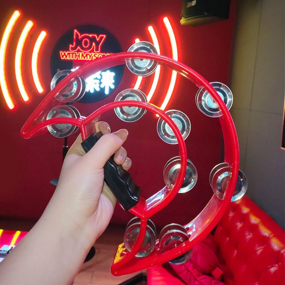 Musical Orff Tambourine Educational Hand Ring Tambourine Half Moon Handbell  Musical Enlightenment