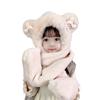 Bear girl winter plush hat scarf integrated thickened cute warm plush ear protectors hooded gloves three-piece set
