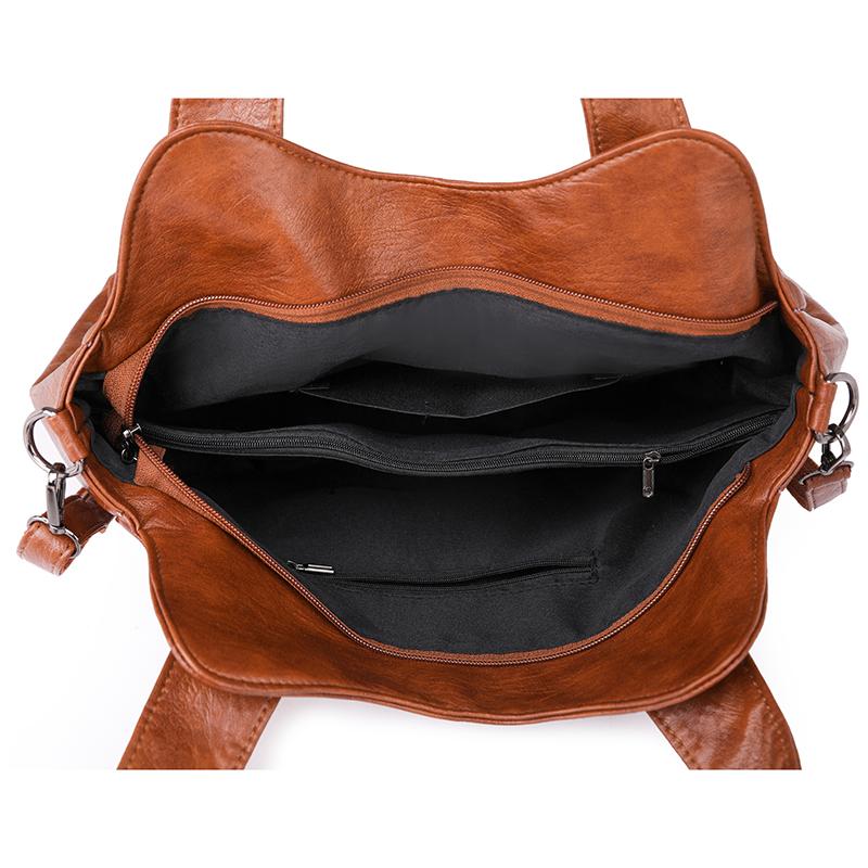 Frauen PU Leder Große Kapazität Schulter Tasche Damen Vintage Schulranzen Taschen 2025 Sommer Designer Handtasche Tote Umhängetasche