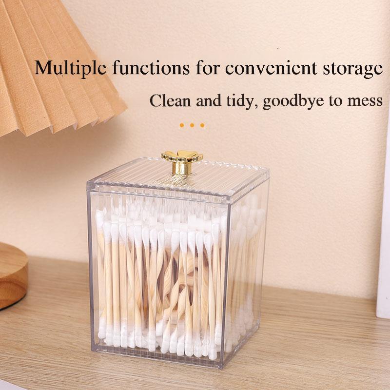 Dustproof & Waterproof Cosmetic Cotton Swab Storage Box with Cover for Dressing Tables