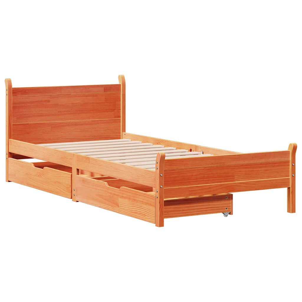 Vidaxl Bed Frame Without Mattress, Waxed Brown, 100X200 Cm, Solid Pine