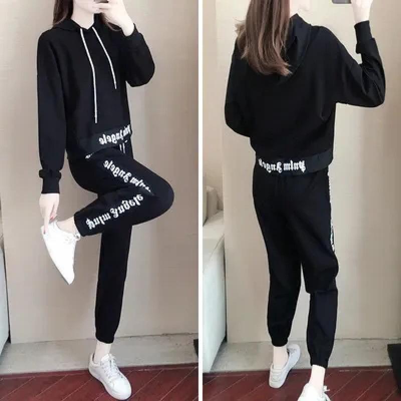 

Women s Casual Sportswear Set - Fashionable Trendy Oversized Loose Fit Two-piece Set for Autumn and Winter XXXL чорний