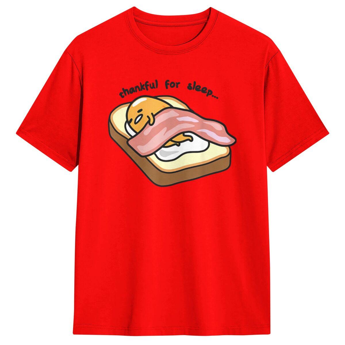 Мужские футболки Gudetama  Благодарен за сон  Теплые 100% хлопок Верхние футболки Футболка с коротким рукавом Круглый вырез Харадзюку Футболка Большой размер 5XL S