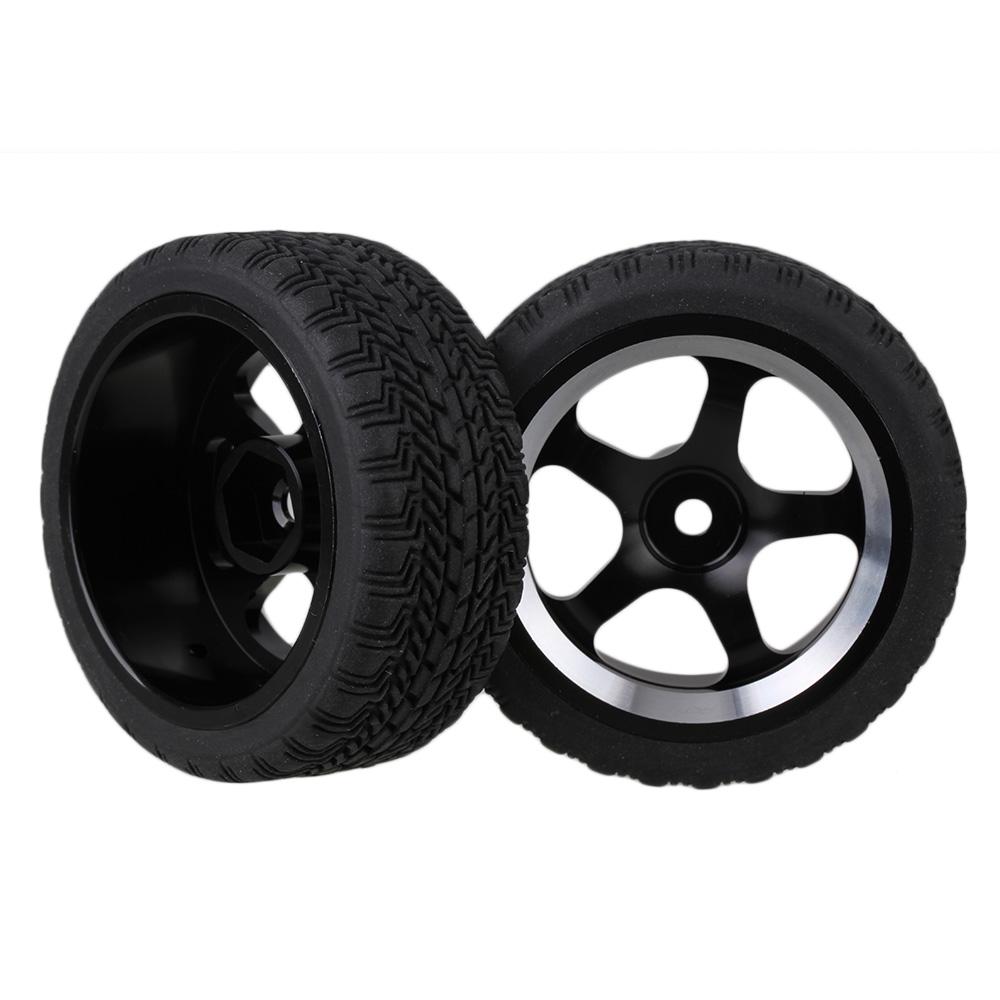4 x RC1:10 On Road Car High Grip Rubber Tyre /& Silver Alloy 5-Spoke Wheel Rim